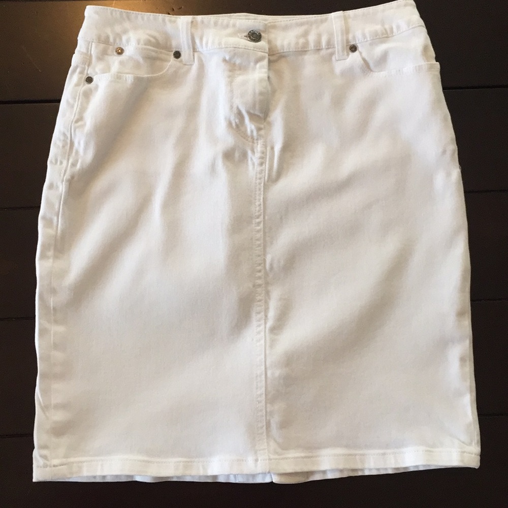 Talbots white denim skirt.